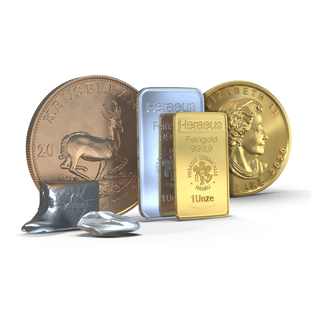 Gold und Silber als Barren und Münzen, sowie Technologiemetalle. All diese Metalle können Sie mit Golden Gates Ihren Kunden anbieten.