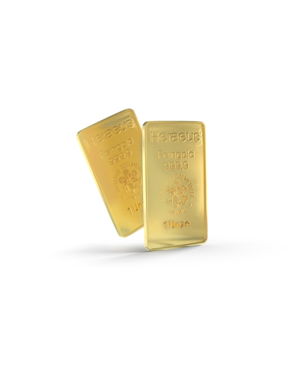 Zwei Goldbarren, der eine schweb leicht schräg hinter den anderen hervor. Mit Golden Gates in Gold im Sparplan oder als Einmalanlage investieren.
