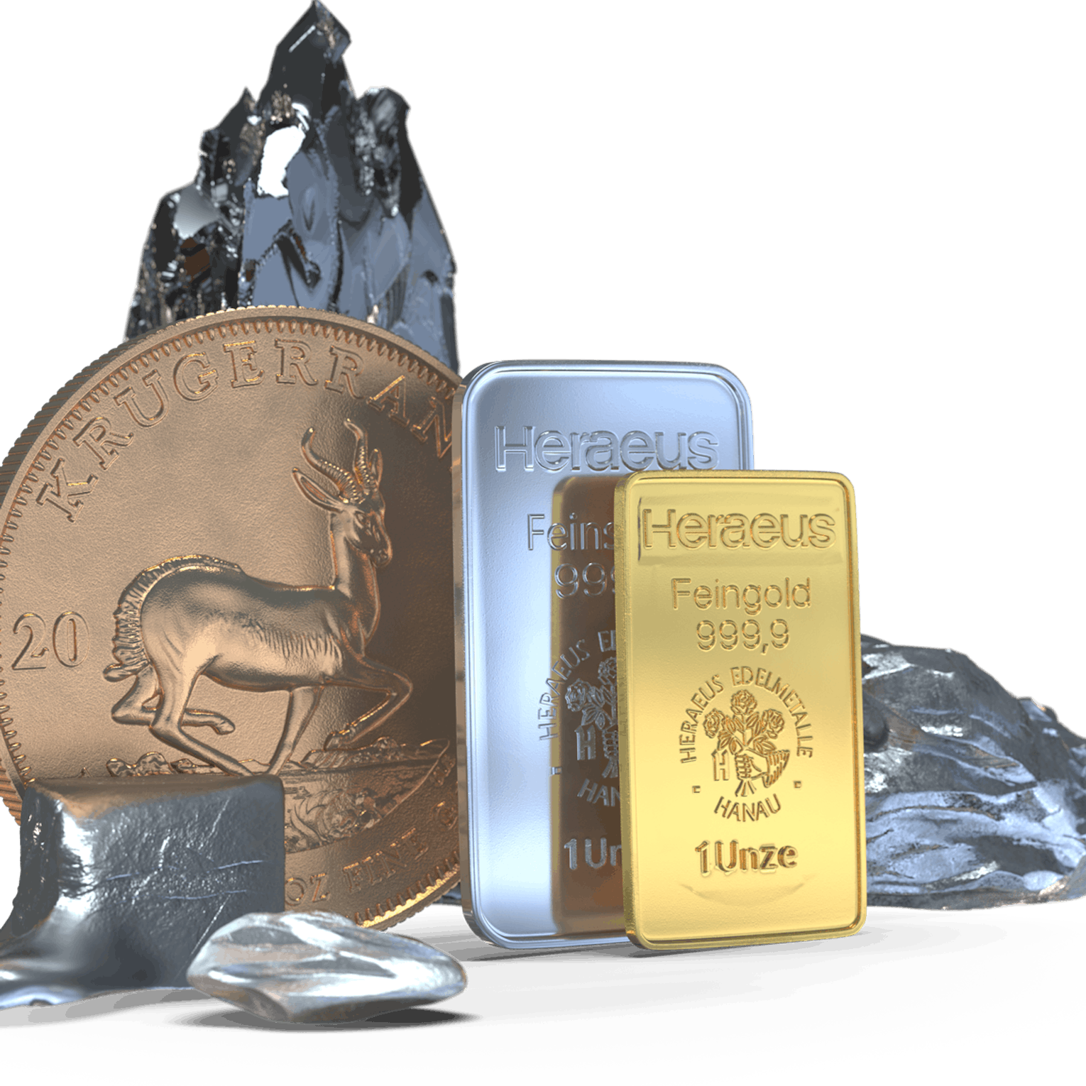 Gold und Silber als Barren und Münzen, sowie Technologiemetalle. All diese Metalle können Sie mit Golden Gates Ihren Kunden anbieten.